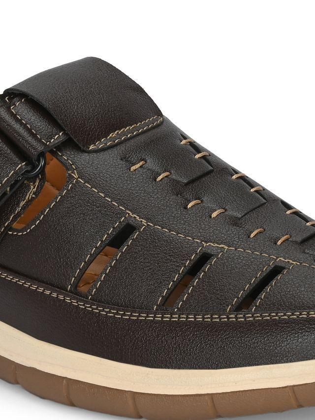 Knight Walkers Mens Luxury Feet Brown Leather Sandals