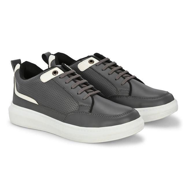 Knight Walkers Men's Grey Faux Leather Casual Shoes