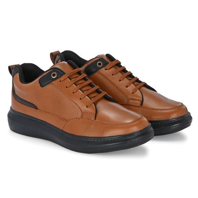 Knight Walkers Men's Tan Faux Leather Casual Shoes