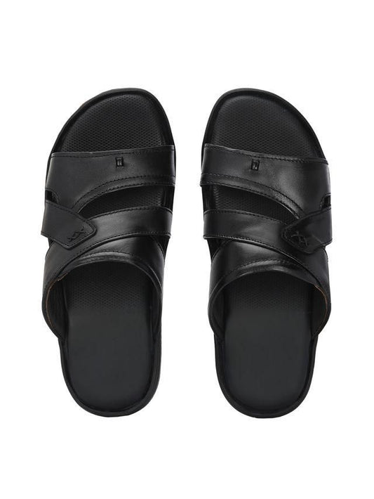 Knight Walkers Men Cloud Nine Black Leather Slippers