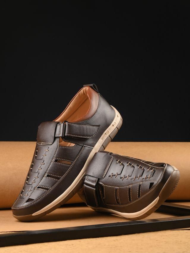 Knight Walkers Mens Luxury Feet Brown Leather Sandals