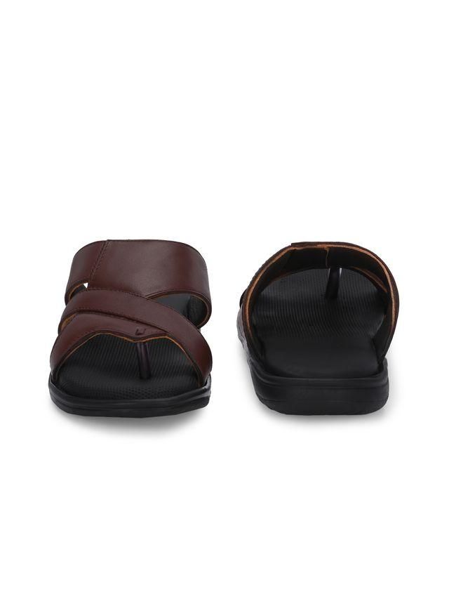 Knight Walkers Mens Puffy Cloud Brown Leather Slippers