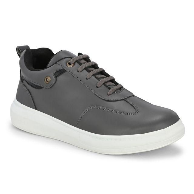 Knight Walkers Men's Grey Faux Leather Casual Shoes