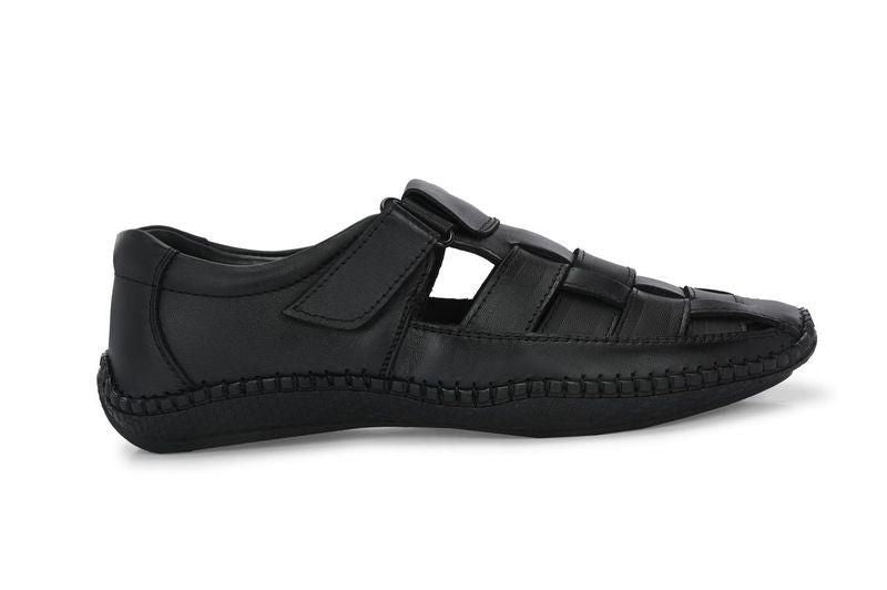 Knight Walkers Mens Dreamers Black Leather Sandal