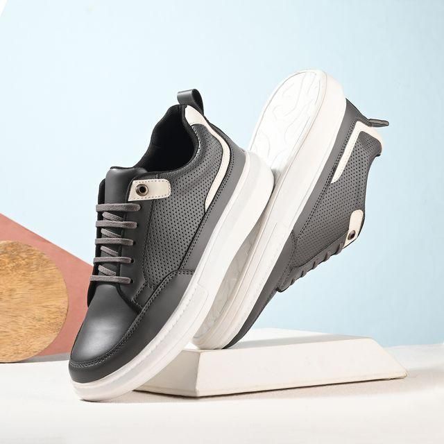 Knight Walkers Men's Grey Faux Leather Casual Shoes