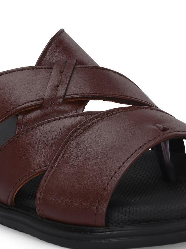 Knight Walkers Mens Toasty Toes Brown Leather Slippers
