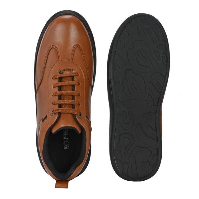 Knight Walkers Men's Tan Faux Leather Casual Shoes