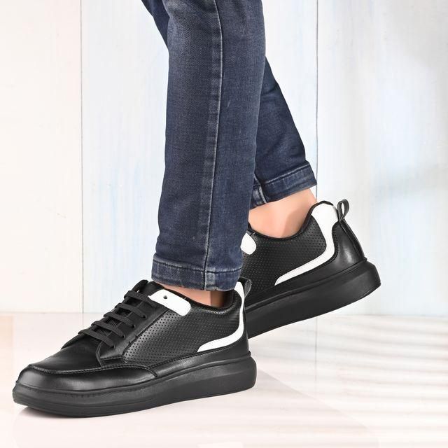 Knight Walkers Men's Black Faux Leather Casual Shoes