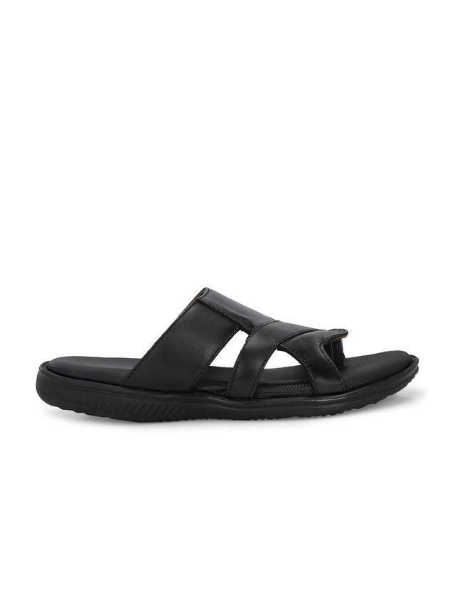 Knight Walkers Mens Puffy Cloud Black Leather Slippers