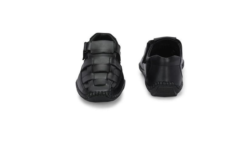 Knight Walkers Mens Dreamers Black Leather Sandal