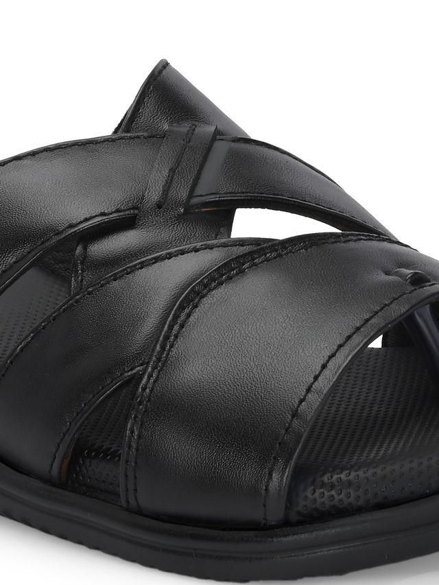 Knight Walkers Mens Toasty Toes Black Leather Slippers