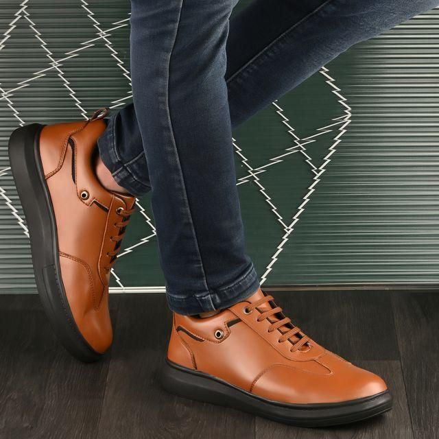 Knight Walkers Men's Tan Faux Leather Casual Shoes