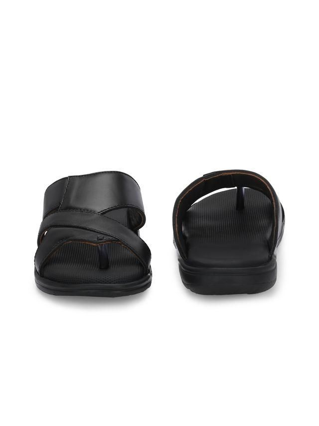 Knight Walkers Mens Puffy Cloud Black Leather Slippers