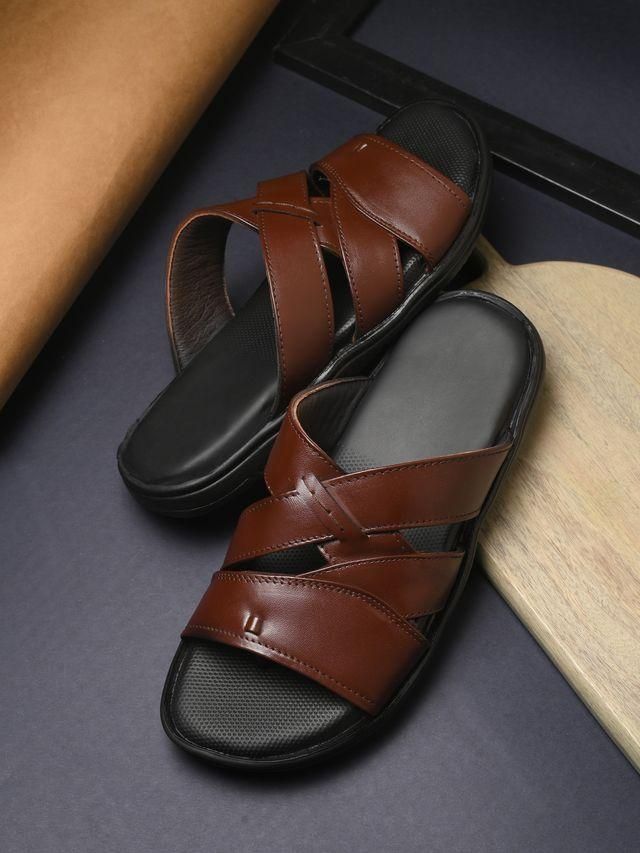 Knight Walkers Mens Toasty Toes Brown Leather Slippers