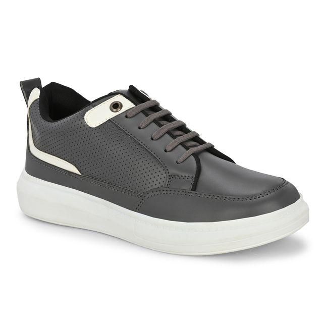 Knight Walkers Men's Grey Faux Leather Casual Shoes
