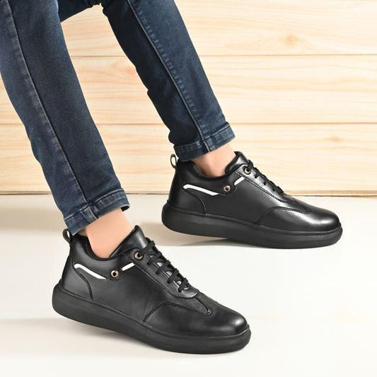 Knight Walkers Men's Black Faux Leather Casual Shoes
