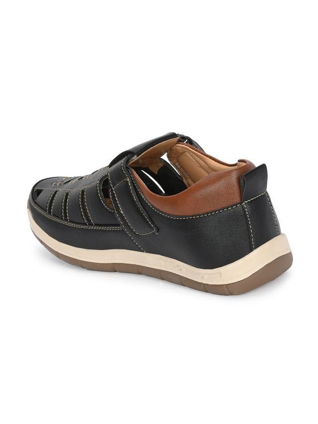 Knight Walkers Mens Luxury Feet Black Leather Sandals