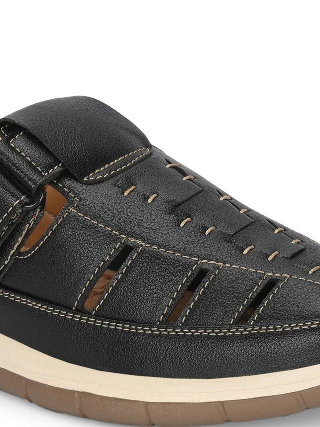 Knight Walkers Mens Luxury Feet Black Leather Sandals