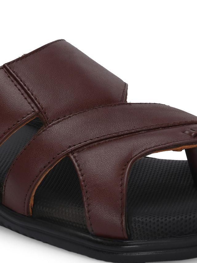 Knight Walkers Mens Puffy Cloud Brown Leather Slippers