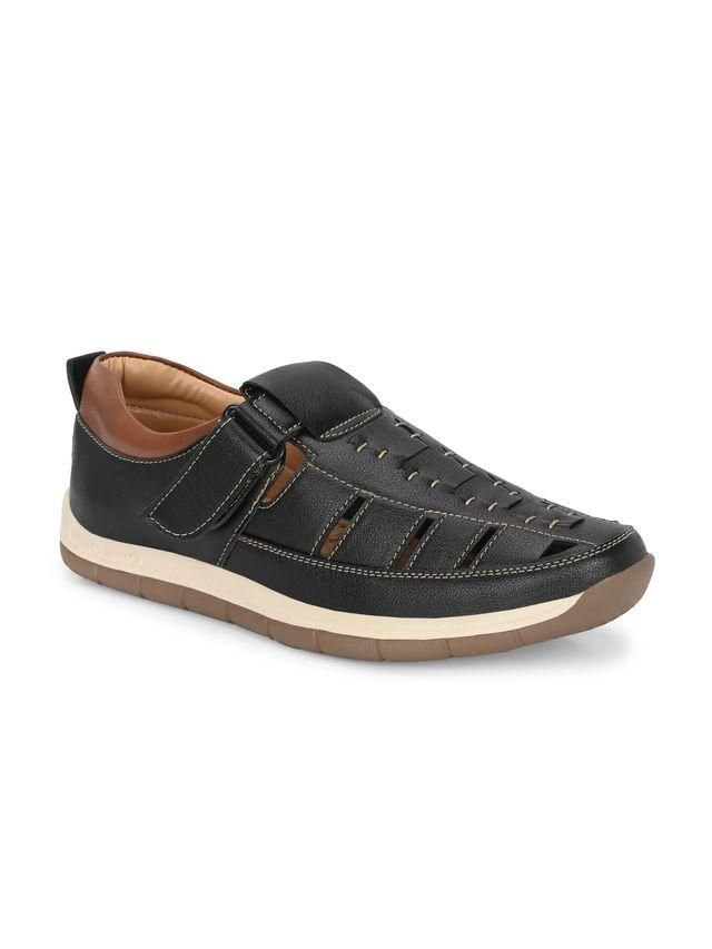 Knight Walkers Mens Luxury Feet Black Leather Sandals
