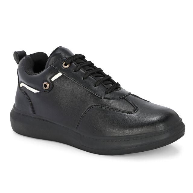 Knight Walkers Men's Black Faux Leather Casual Shoes