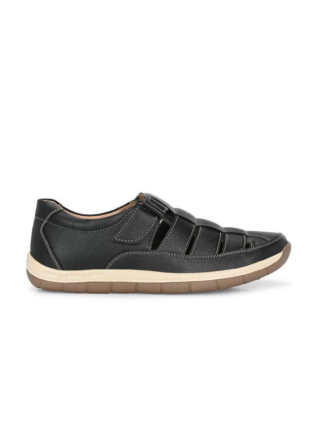 Knight Walkers Mens Luxury Delight Black Leather Sandals