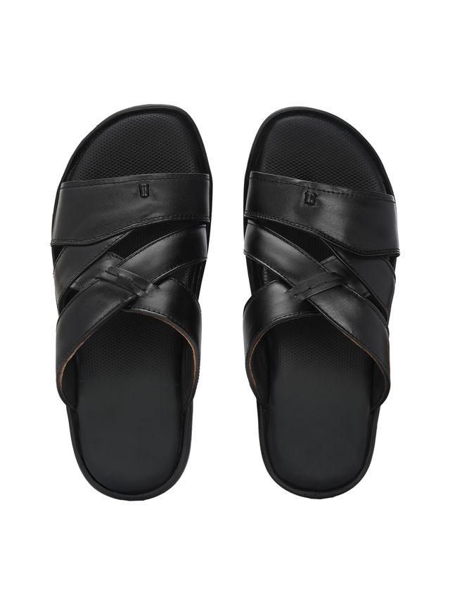 Knight Walkers Mens Toasty Toes Black Leather Slippers