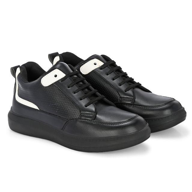 Knight Walkers Men's Black Faux Leather Casual Shoes