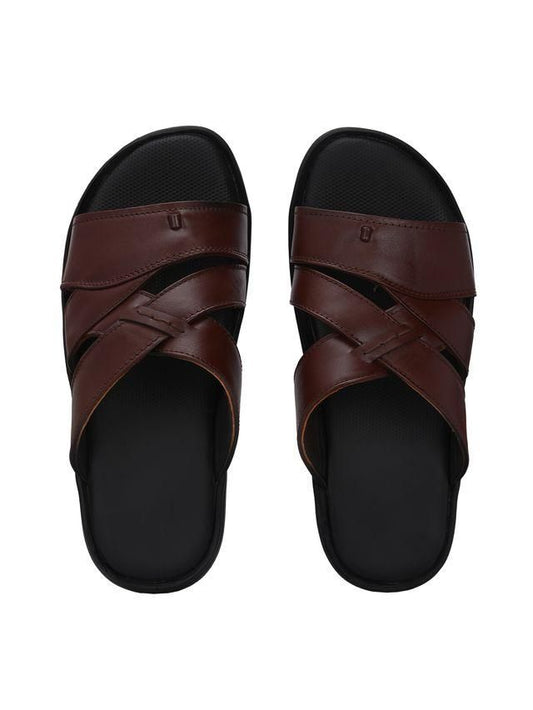 Knight Walkers Mens Toasty Toes Brown Leather Slippers