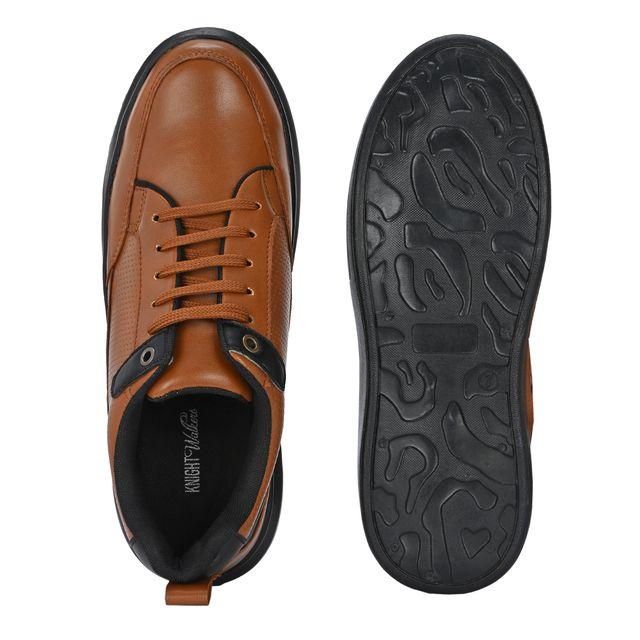 Knight Walkers Men's Tan Faux Leather Casual Shoes