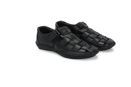 Knight Walkers Mens Dreamers Black Leather Sandal