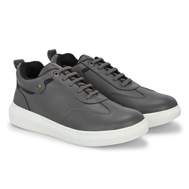 Knight Walkers Men's Grey Faux Leather Casual Shoes