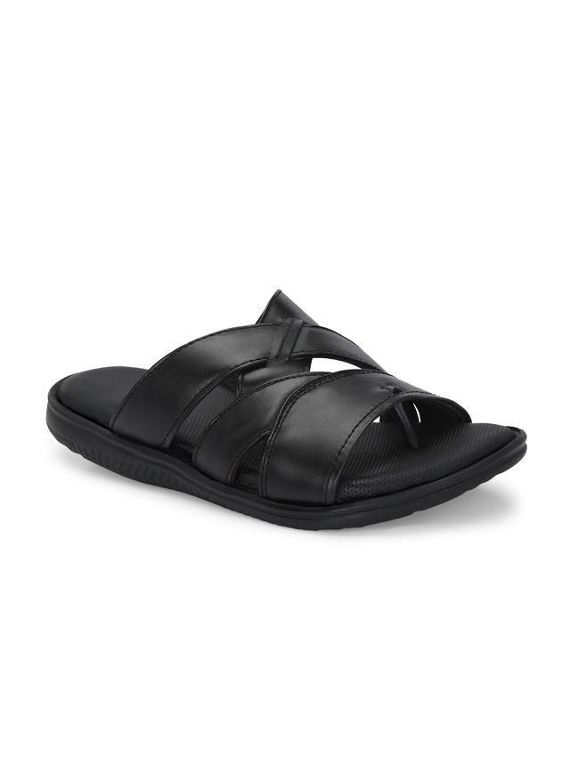 Knight Walkers Mens Toasty Toes Black Leather Slippers
