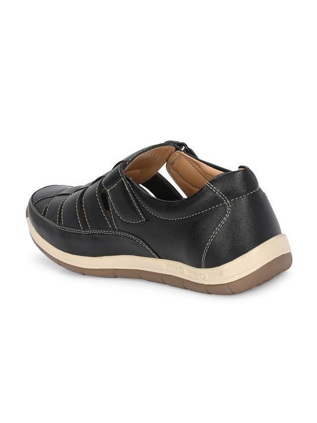Knight Walkers Mens Luxury Delight Black Leather Sandals