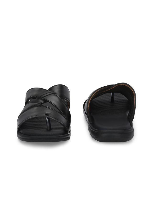 Knight Walkers Mens Toasty Toes Black Leather Slippers