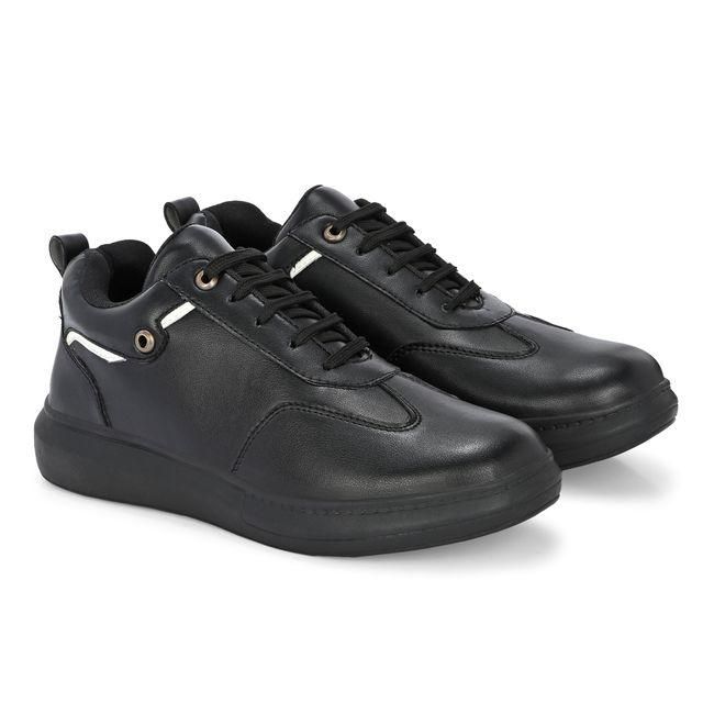 Knight Walkers Men's Black Faux Leather Casual Shoes