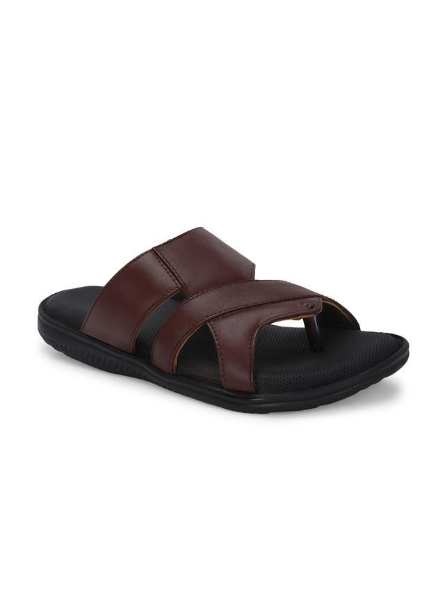 Knight Walkers Mens Puffy Cloud Brown Leather Slippers