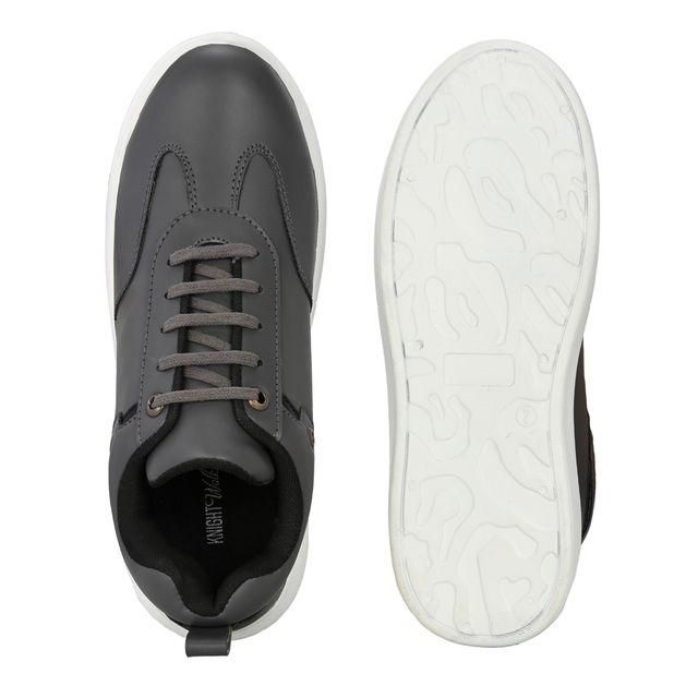 Knight Walkers Men's Grey Faux Leather Casual Shoes