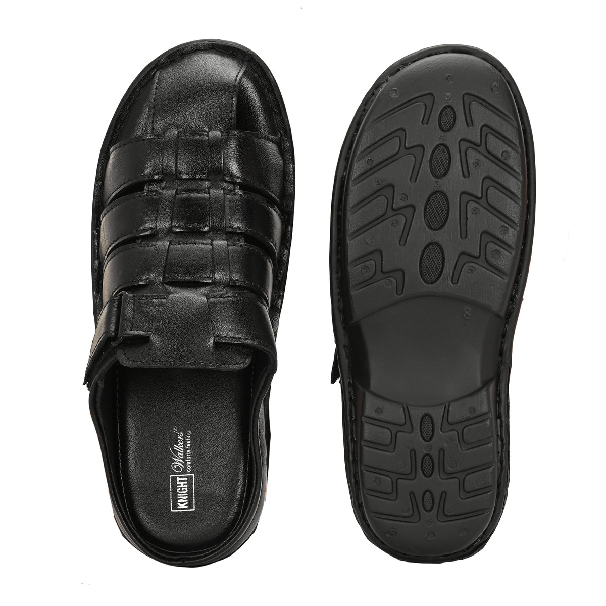 Knight Walkers Men's Premium Leather Slip-On Sandals