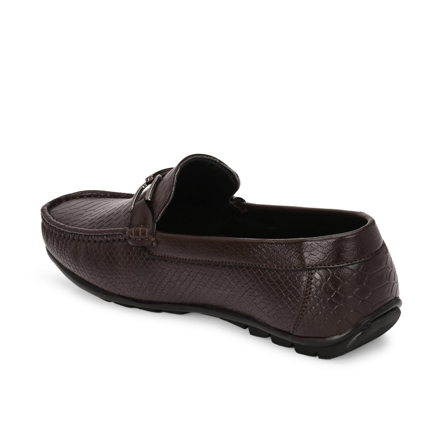 Handcrafted Crocodile Loafers with Signature Double Buckle Brown