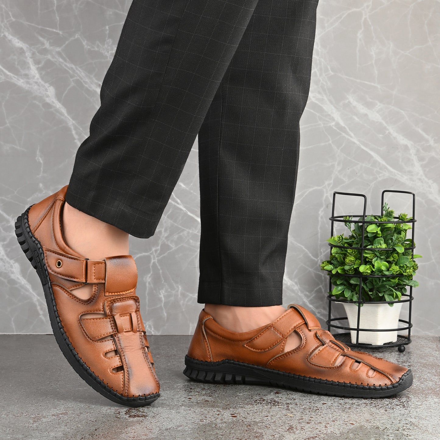 HANDCRAFETD PREMIUM TAN ROMAN SANDALS FOR MEN
