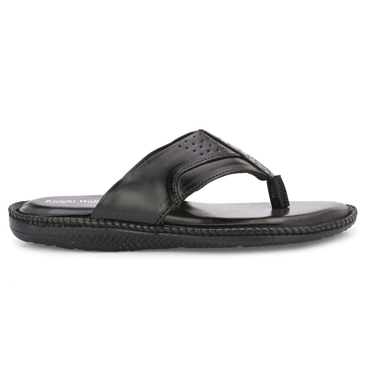 Men's Black Genuine Leather Slippers by KNIGHT WALKERS