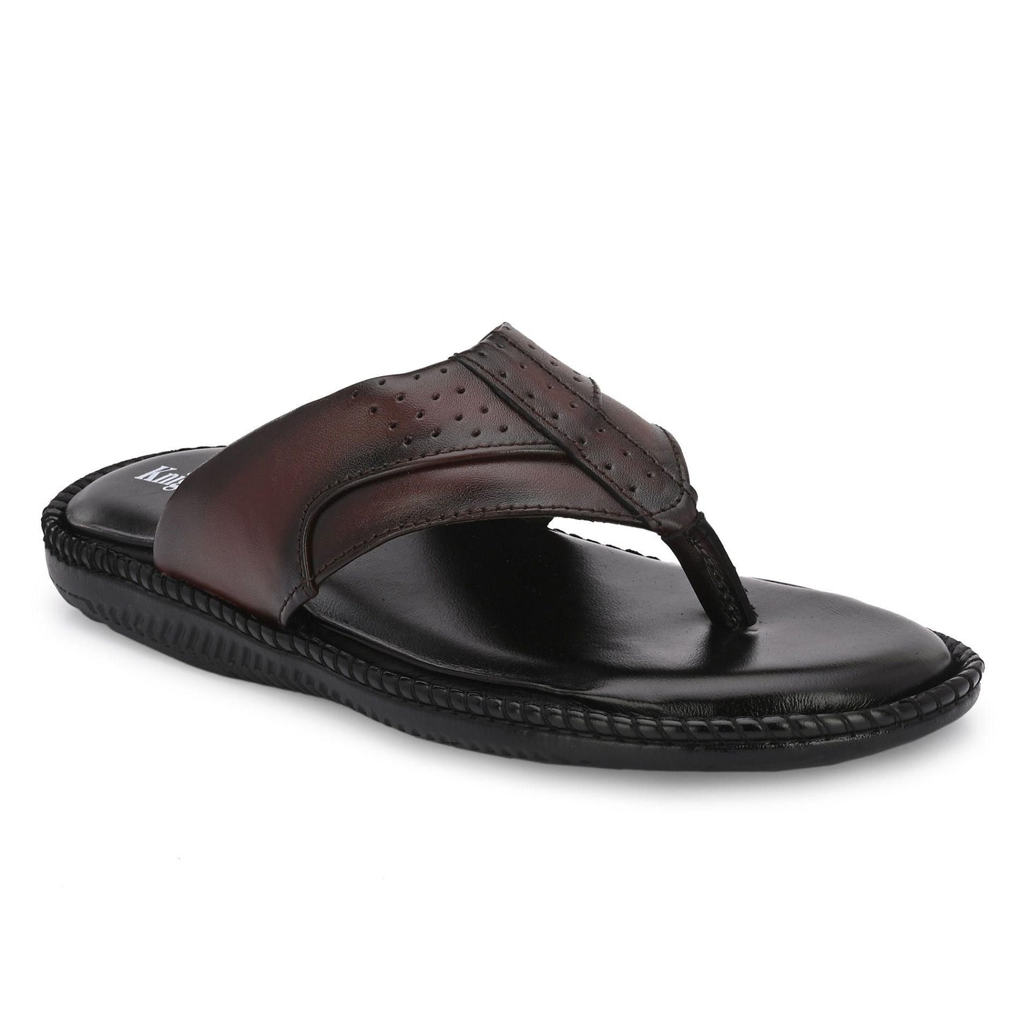 Men's Brown Genuine Leather Slippers by KNIGHT WALKERS