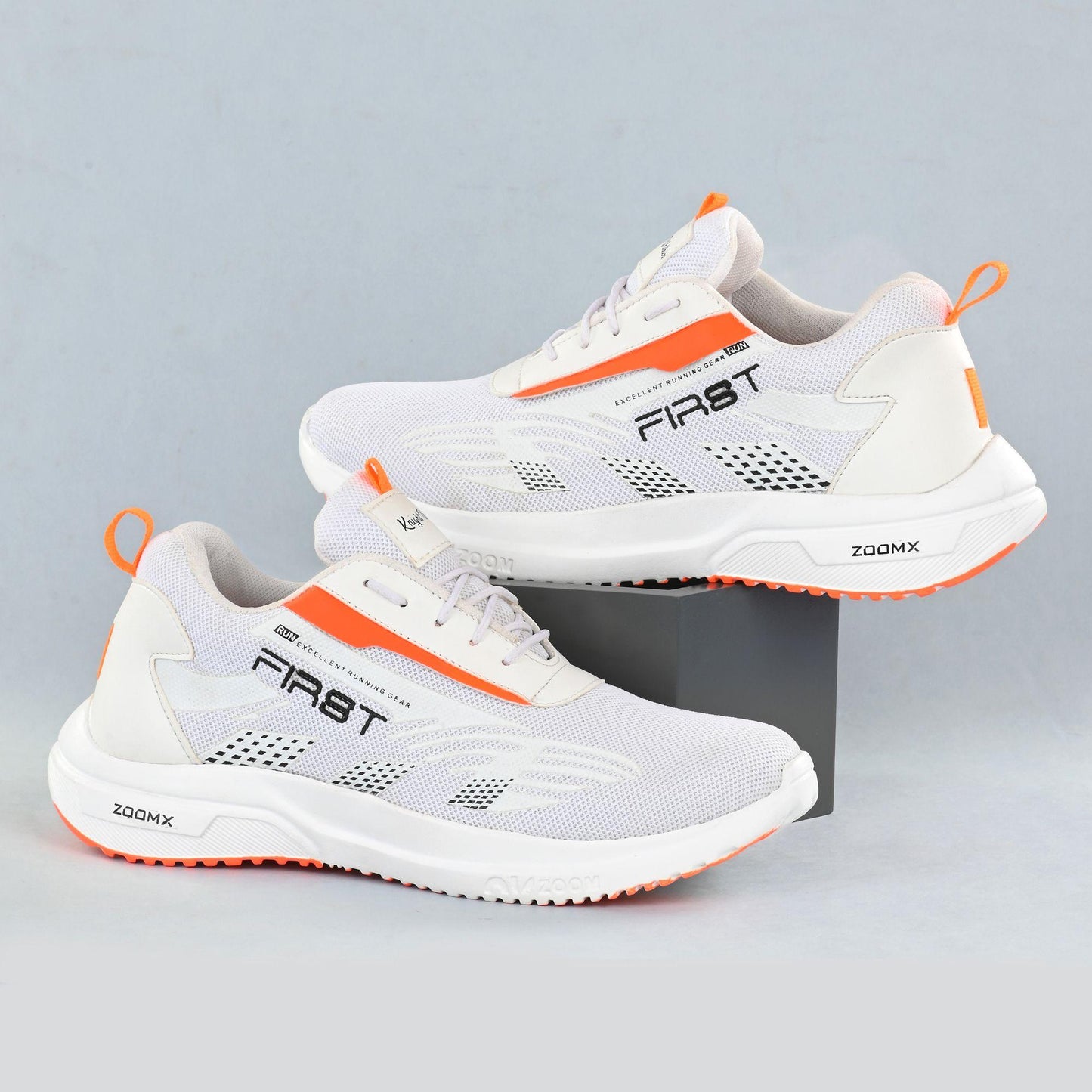 Knight Walkers Mesh Sneakers For Men White&Saffron