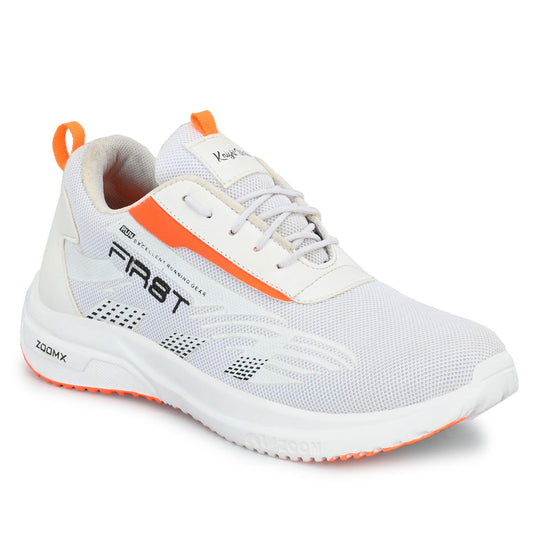 Knight Walkers Mesh Sneakers For Men White&Saffron