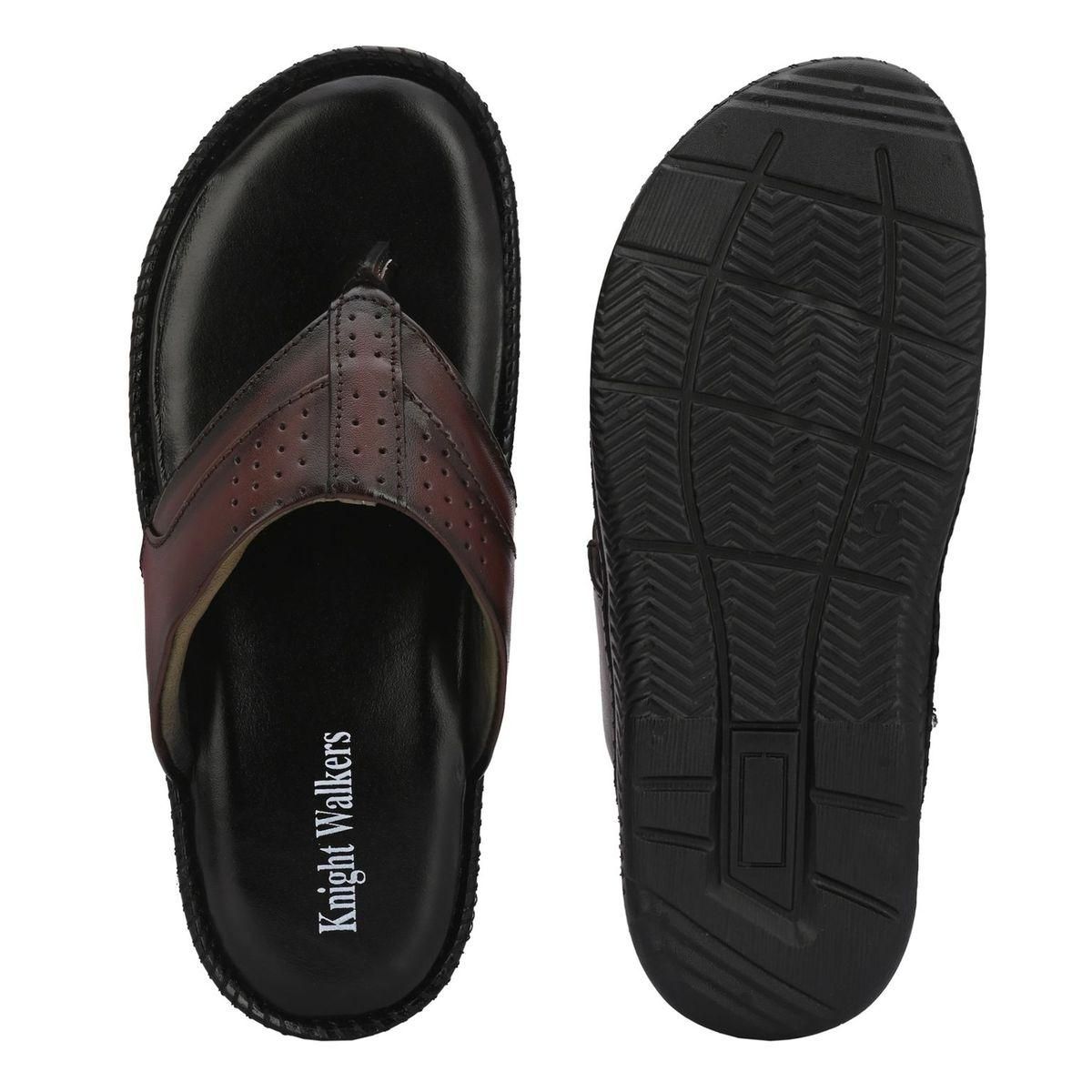 Men's Brown Genuine Leather Slippers by KNIGHT WALKERS