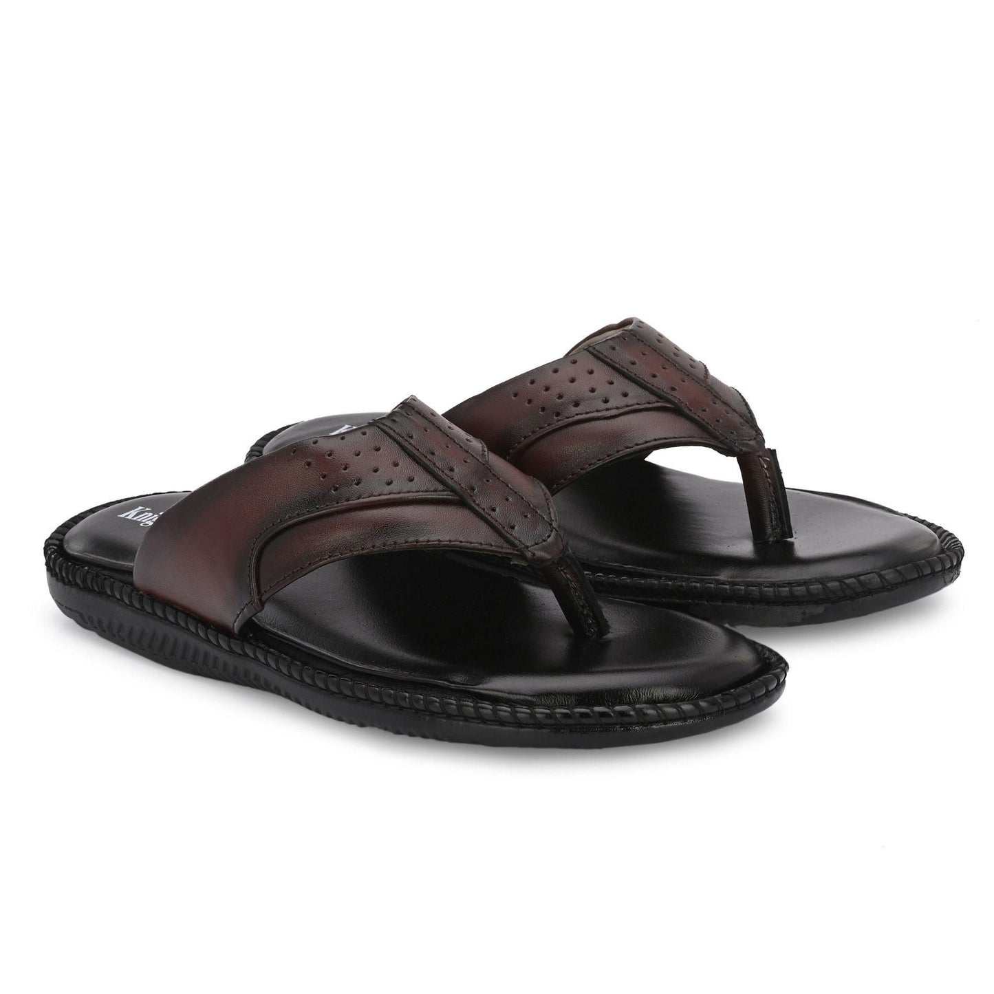 Men's Brown Genuine Leather Slippers by KNIGHT WALKERS