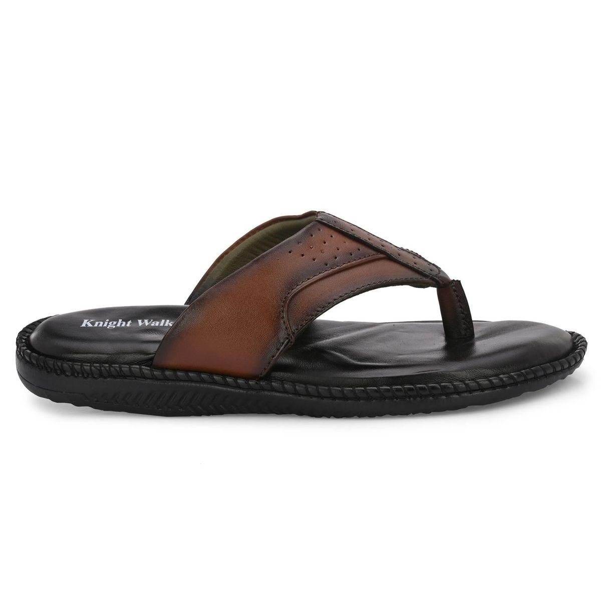 Men's Tan Genuine Leather Slippers by KNIGHT WALKERS