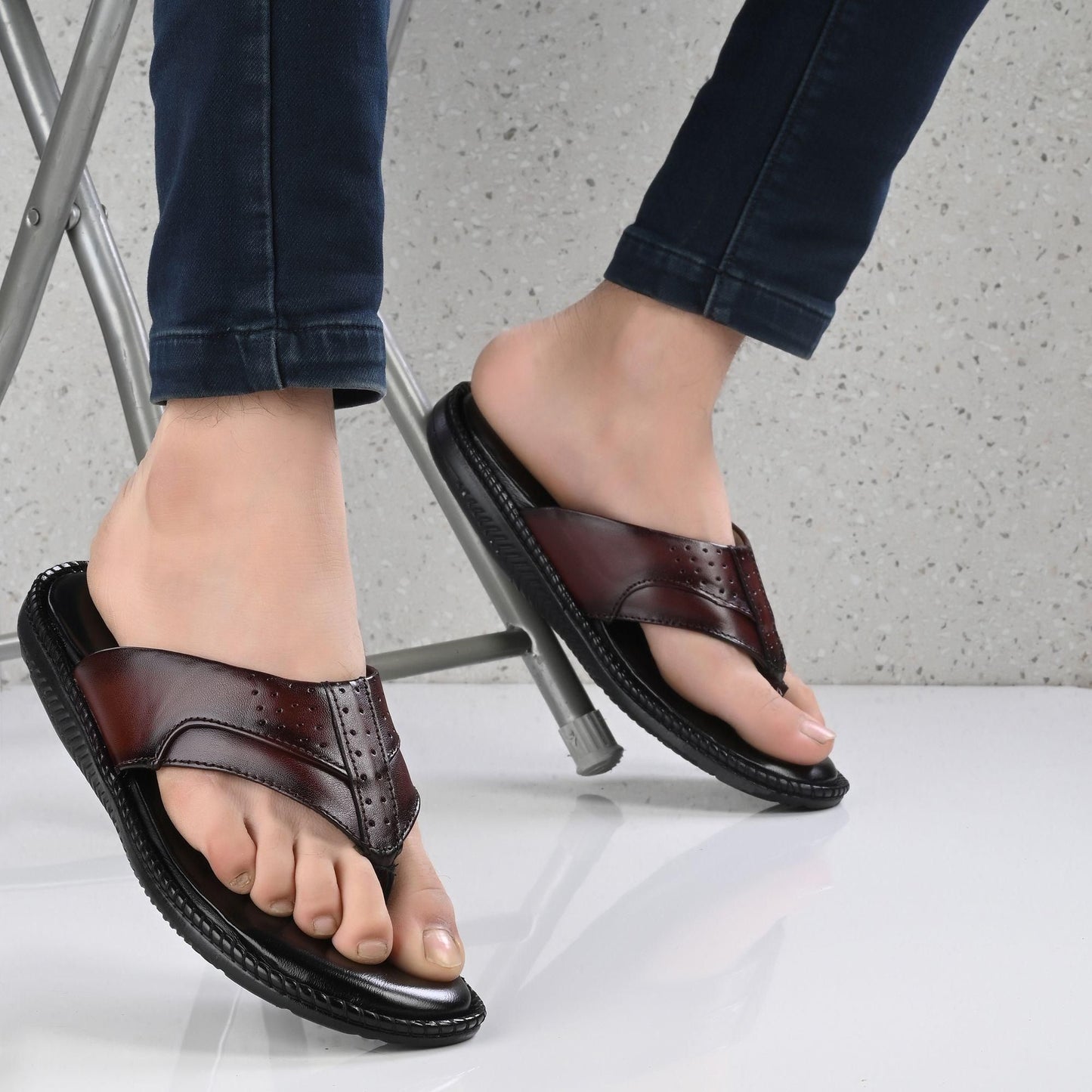 Men's Brown Genuine Leather Slippers by KNIGHT WALKERS