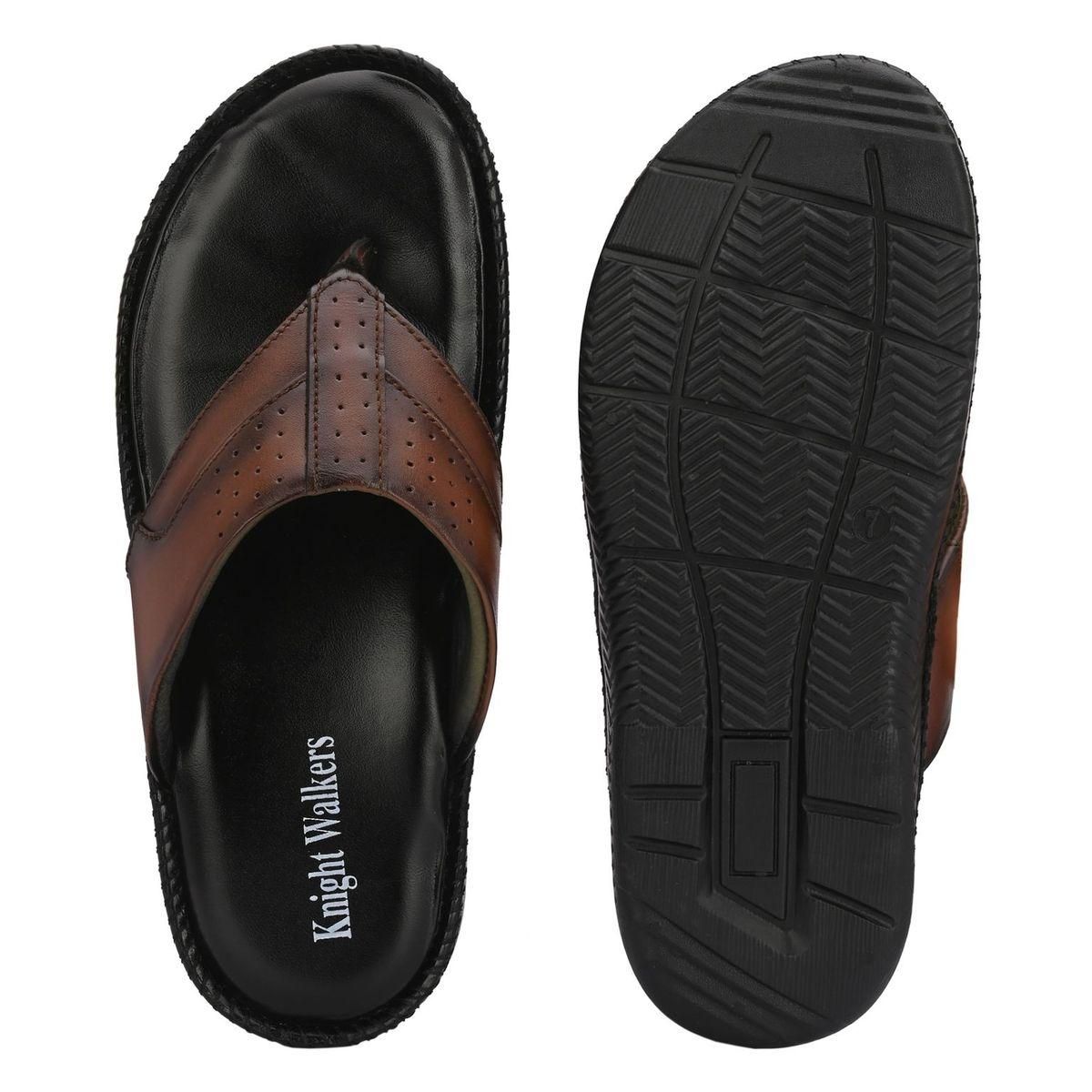 Men's Tan Genuine Leather Slippers by KNIGHT WALKERS
